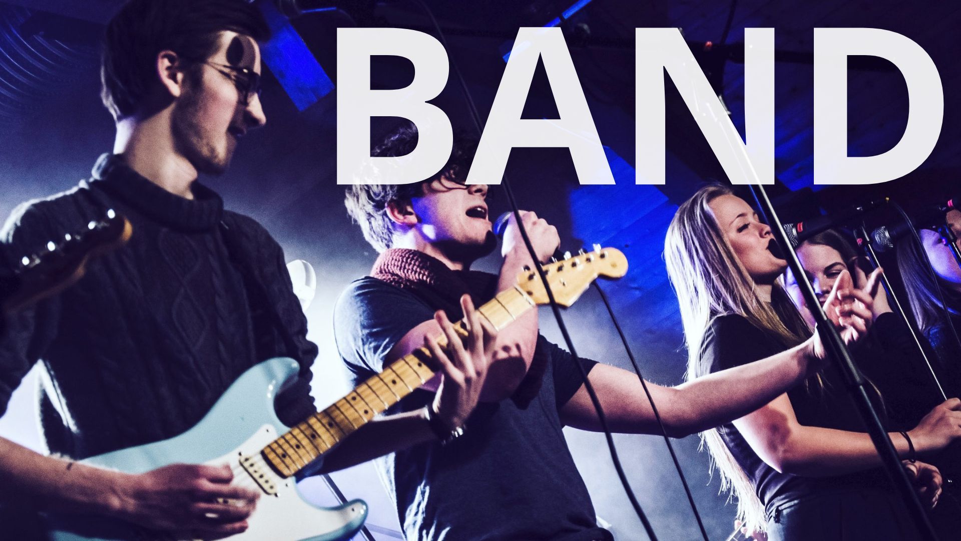 Band forsidebilde med tekst oppå